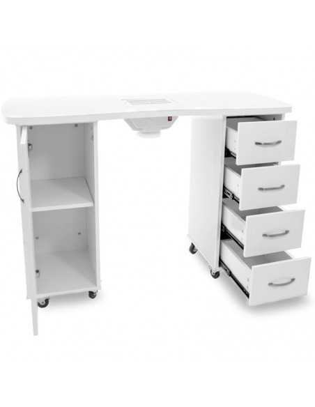 White valentina manicure table with vacuum cleaner
