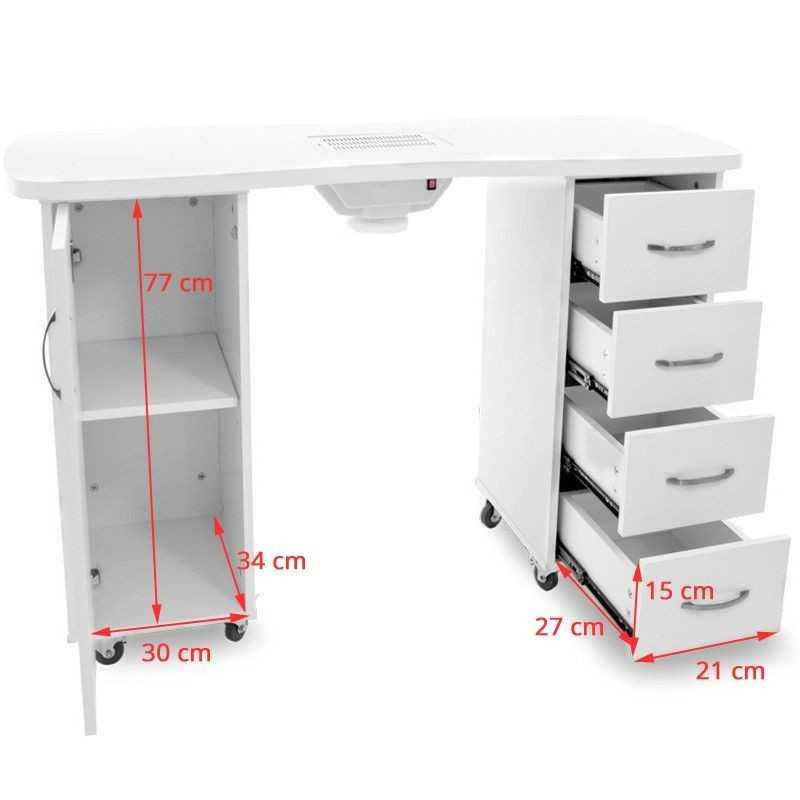 Table manucure avec aspirateur et 2 colonnes de rangement