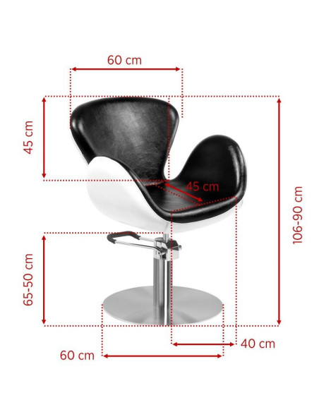 Fauteuil de coiffure amsterdam noir blanc 
