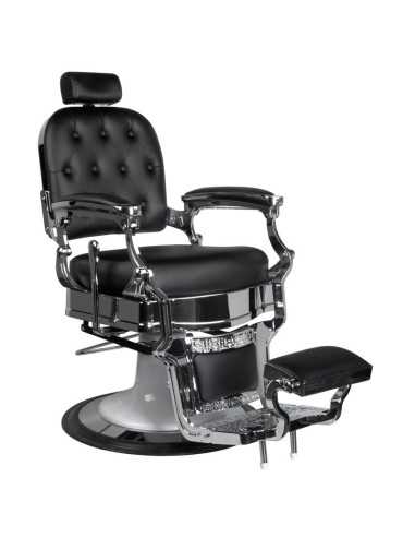 Silla de barbero tapizada Ernesto – Plateada y negra – Estilo retro y comodidad profesional