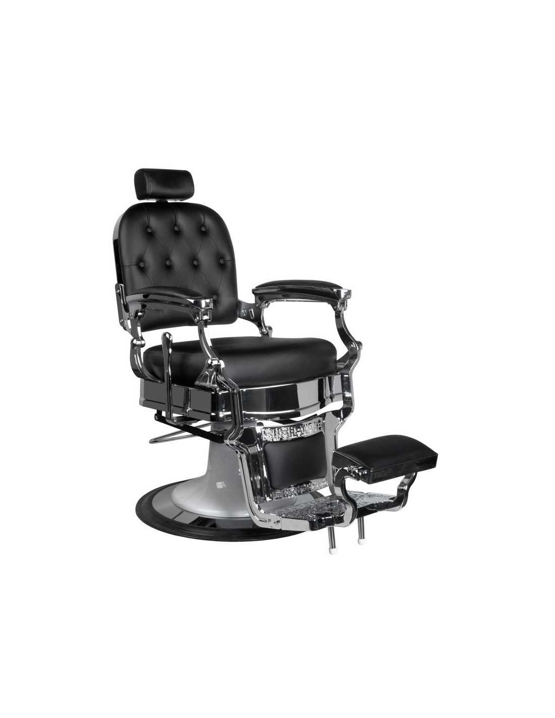 Ernesto Upholstered Barber chair – Silver & Black – Retro Look & Professional Comfort 