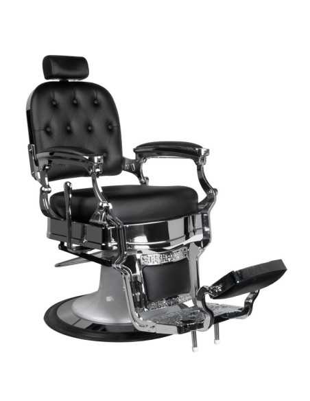 Fauteuil barbier ernesto capitonné argent noir 