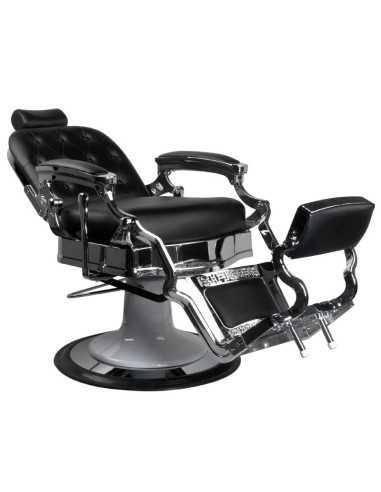 Barberstuhl Friseurstuhl Ernesto – Silber & Schwarz – Retro-Look & professioneller Komfort 
