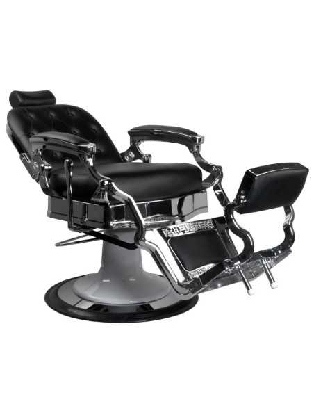 Fauteuil barbier ernesto capitonné argent noir 