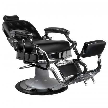 Sillón peluquero Ernesto acolchado plata negro 
