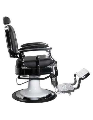 Barberstuhl Friseurstuhl Ernesto – Silber & Schwarz – Retro-Look & professioneller Komfort 