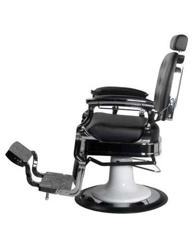 Barberstuhl Friseurstuhl Ernesto – Silber & Schwarz – Retro-Look & professioneller Komfort 