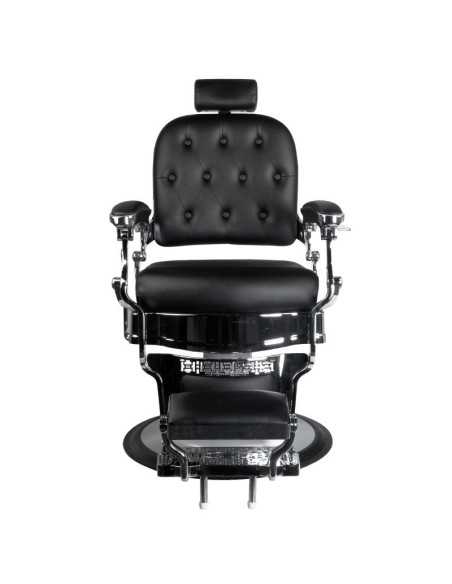 Fauteuil barbier ernesto capitonné argent noir 
