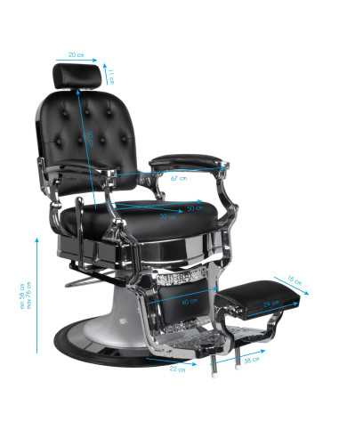 Barberstuhl Friseurstuhl Ernesto – Silber & Schwarz – Retro-Look & professioneller Komfort 