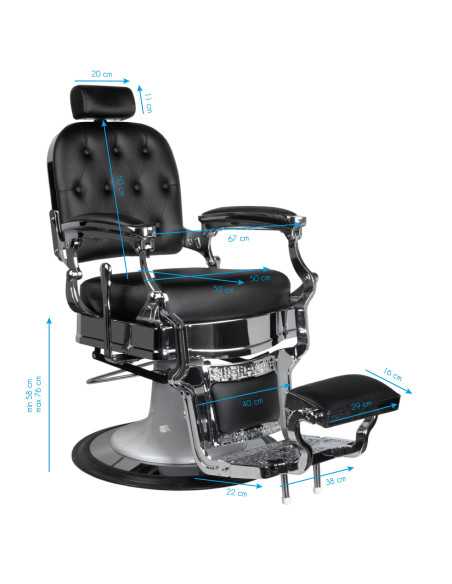 Fauteuil barbier ernesto capitonné argent noir 