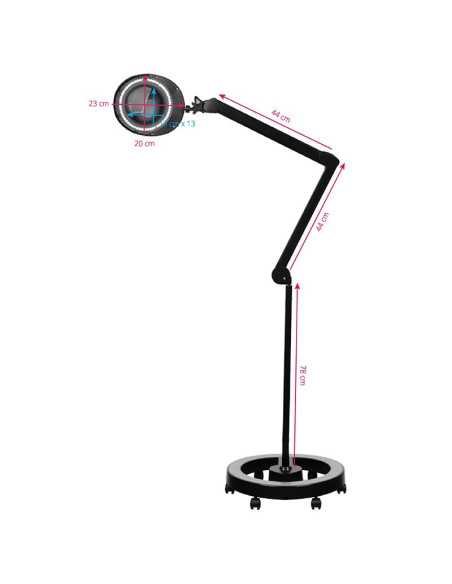 Lupa elegante 6025 60 led smd 5d lampe noire avec trépied 