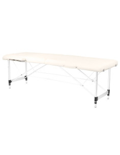 Table de Massage 126960 TABLE DE MASSAGE PORTABLE CONFORTABLE ALUMINIUM 2 SECTIONS CRÈME