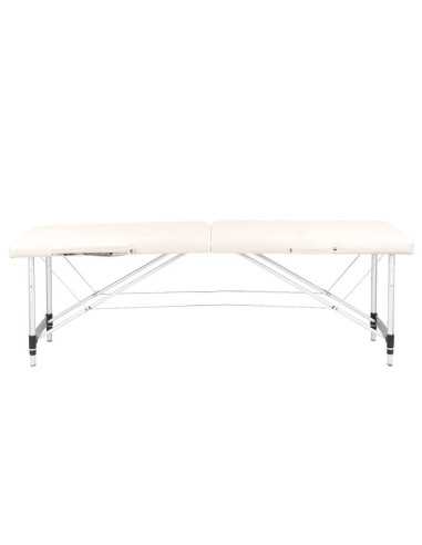 Table de Massage 126960 TABLE DE MASSAGE PORTABLE CONFORTABLE ALUMINIUM 2 SECTIONS CRÈME