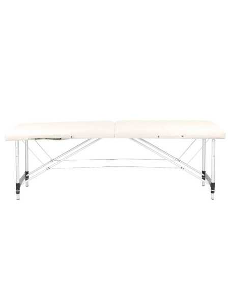 TABLE DE MASSAGE PORTABLE CONFORTABLE ALUMINIUM 2 SECTIONS CRÈME