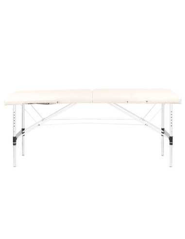 Table de Massage 126960 TABLE DE MASSAGE PORTABLE CONFORTABLE ALUMINIUM 2 SECTIONS CRÈME