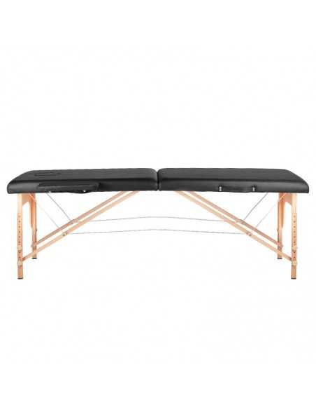 Lettino da massaggio pieghevole Comfort in legno 2 sezioni nero