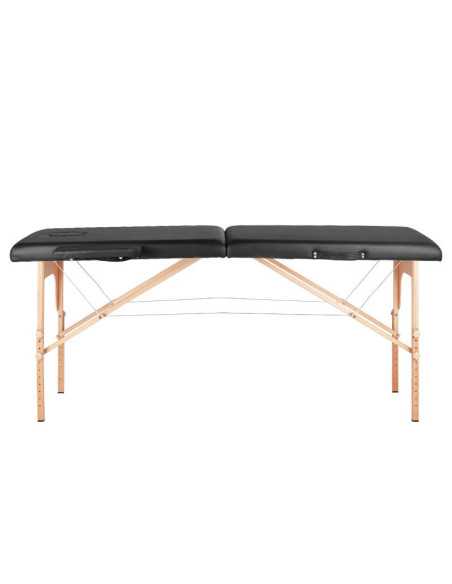 Mesa de massagem dobrável 126967 Mesa de massagem dobrável de madeira conforto 2 seções preta