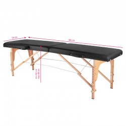 Table de massage pliante 126967 Table de massage pliante bois confort 2 sections noir
