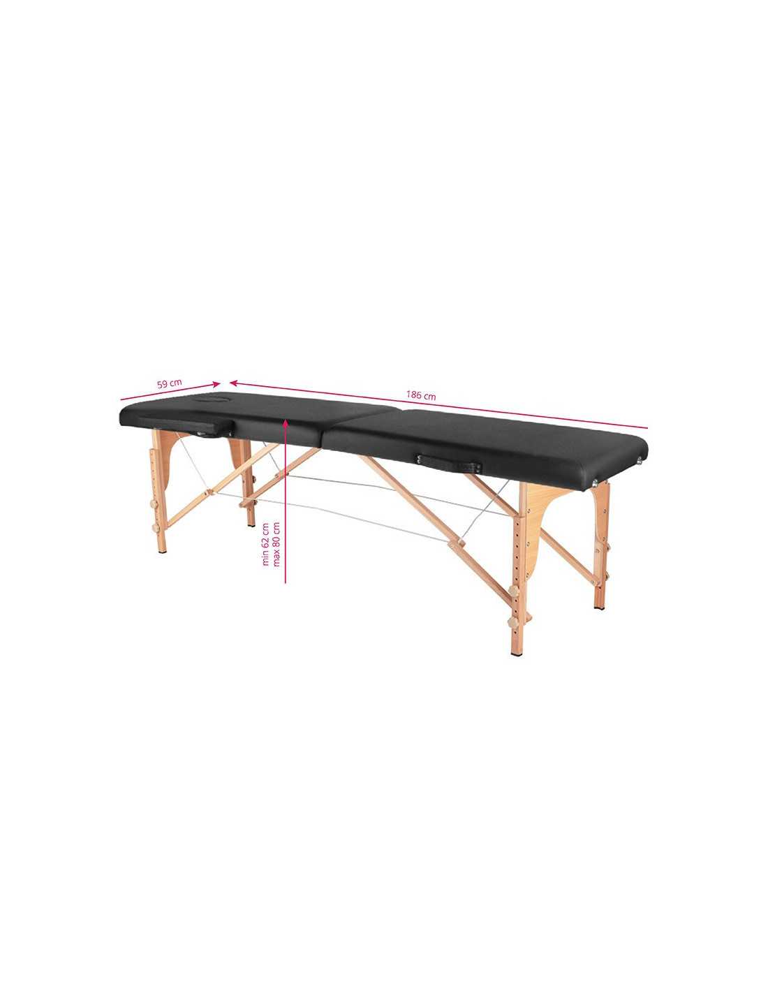 Table de massage pliante 126967 Table de massage pliante bois confort 2 sections noir