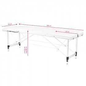 TABLE DE MASSAGE PLIANTE ALUMINIUM BLANC CONFORT 3 SEGMENTS