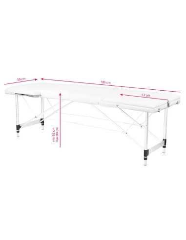 Klappbare Massageliege aus weißem Aluminium, Komfort, 3 Segmente