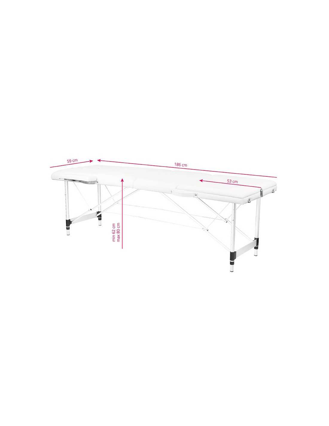 White Aluminum Folding Massage Table, Comfort, 3 Segments