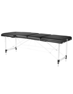 Mesa de Massagem Dobrável Conforto em Alumínio com 3 Seções Preta