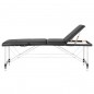 Aluminijasta udobna zložljiva masažna miza 3 deli črne barve