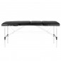 Aluminijasta udobna zložljiva masažna miza 3 deli črne barve