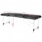 Table de massage pliante confort aluminium 3 sections noir