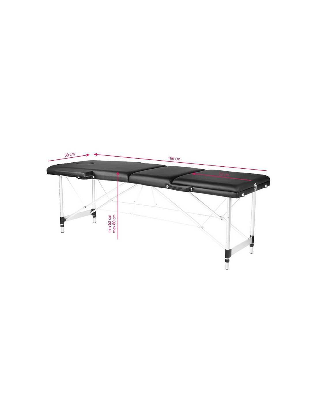 COMFORT FOLDING MASSAGE TABLE ALUMINUM 3 SECTIONS BLACK