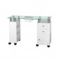 Glass manicure table with vacuum cleaner 013b white