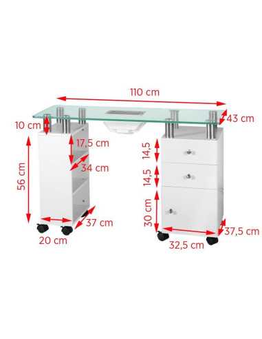 Table manucure en verre aspirateur 