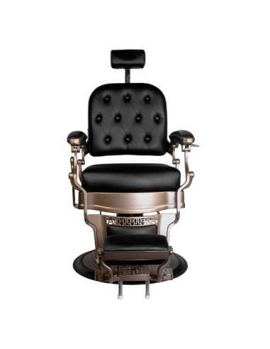 Silla de barbero tapizada Ernesto – Bronce y negro mate
