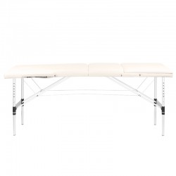 Mesa de masaje plegable confort aluminio 3 segmentos color crema