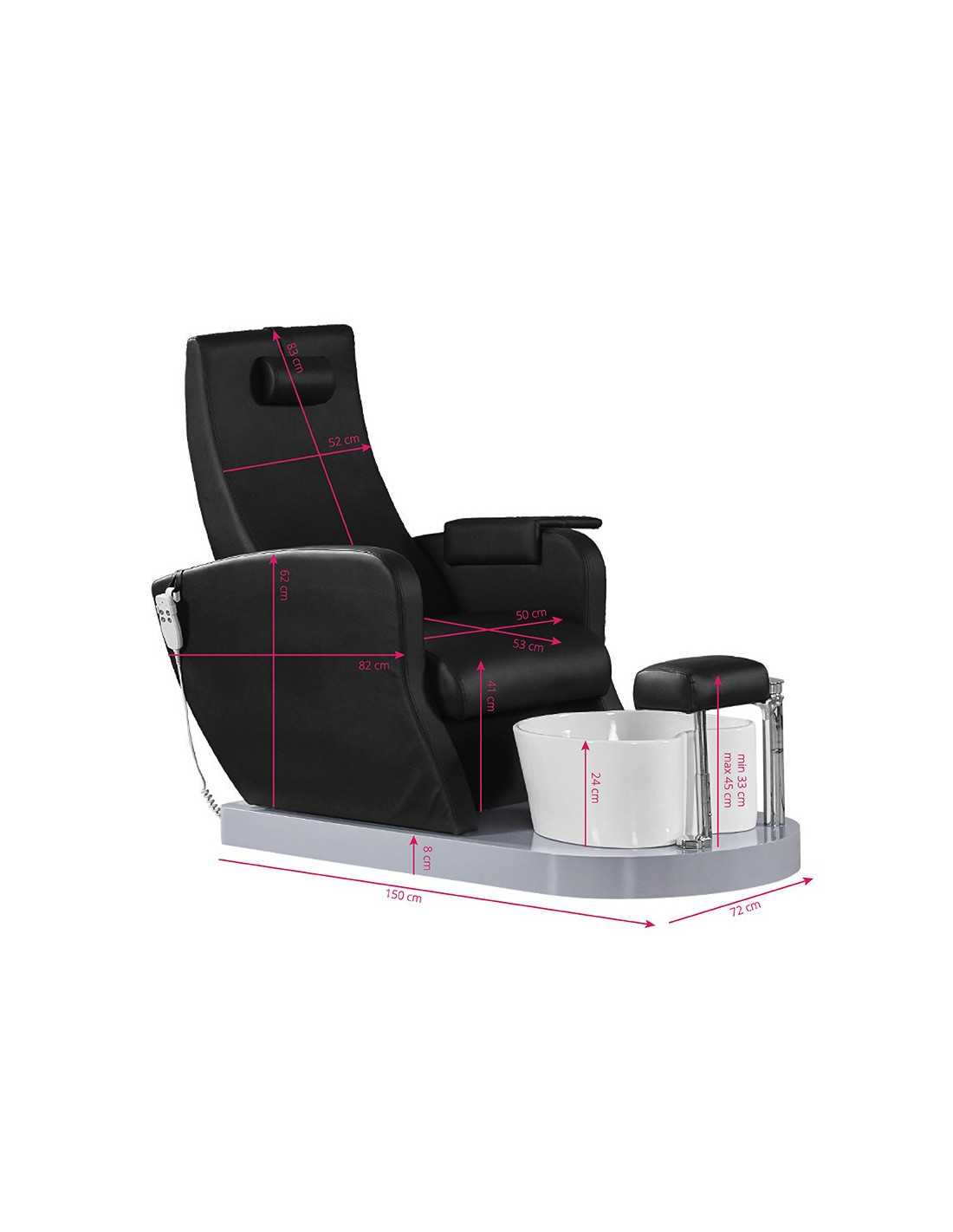 Fauteuil Pédicure Spa Massant 132920 Fauteuil spa pour pédicure noir avec pompe