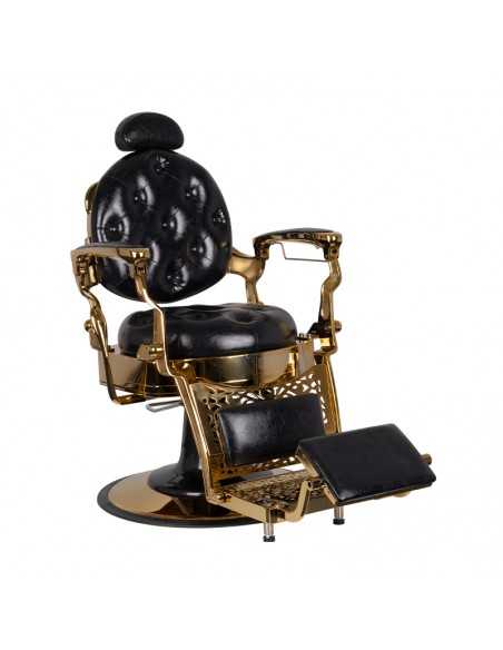 Brivski stol Cesare črno zlato podložen 