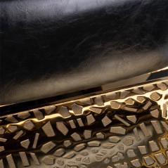 Brivski stol Cesare črno zlato podložen 