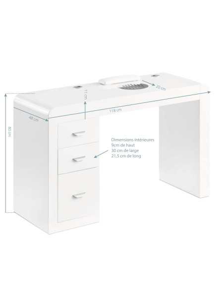 Table Manucure Giulia 312 avec aspirateur BLANC