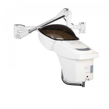 Wall-mounted hair steam sauna helmet white with active ozone