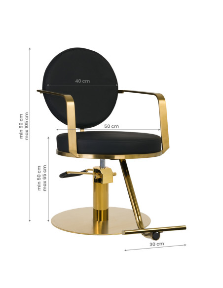 black and gold Arras hairdressing chair