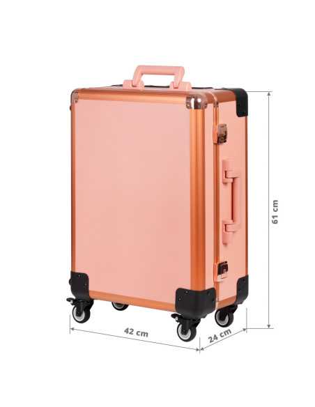 Makeup table with LED bulbs t-27 in rose gold.