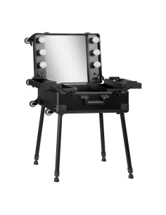 Valise maquillage trolley+ miroir led + usb t-27 noir