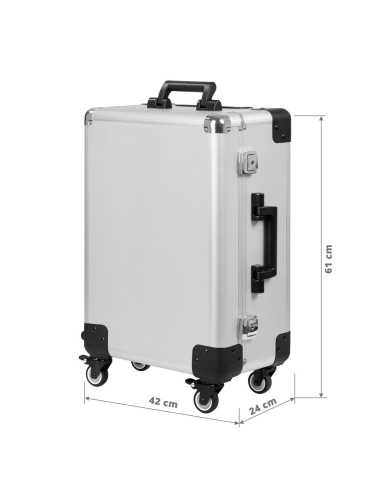 Valise trolley avec miroir et ampoules t-27 argent