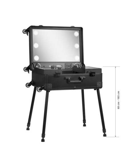 Mala de Maquiagem com Mesa 136922 Estações de Maquiagem Portáteis com Alto-falantes LED USB