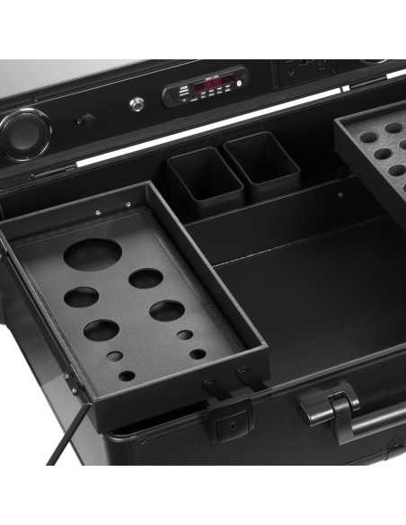 Mala de Maquiagem com Mesa 136922 Estações de Maquiagem Portáteis com Alto-falantes LED USB