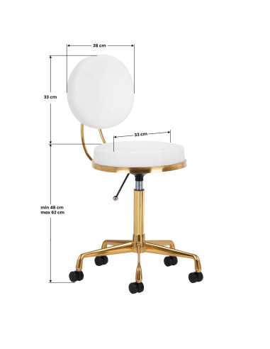 Hocker mit Rollen 140260 Kosmetikhocker h5 weiß gold