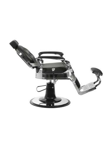 Schwarz-Silber Barberstuhl Florence – Vintage-Metall-Stil & professioneller Komfort 