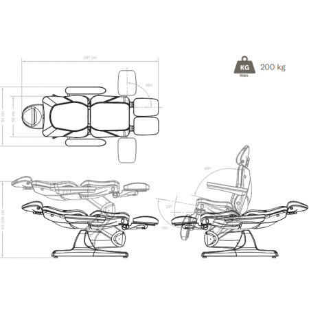 Electric podiatry chair WHITE DARK GREY 3 Motors