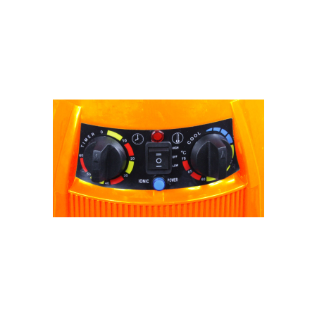 Hair dryer helmet on yellow arm 